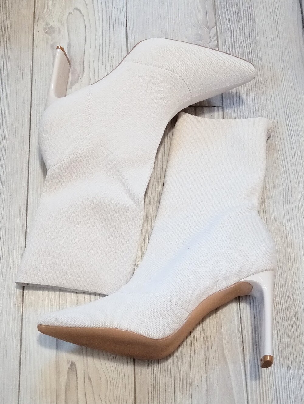 (S-4902) Coutgo Women's Off White Ankle Boots Sz 9.5